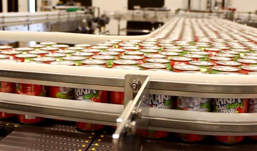 Cans on Beverage Conveyor